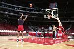 Michael Jordan warms up...